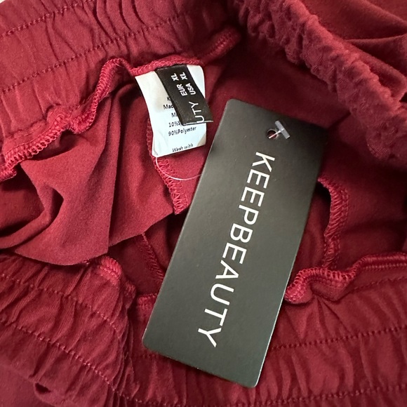 Keep Beauty Red Burgundy Drawstrings Wide Leg Pants Size XL - Picture 6 of 15